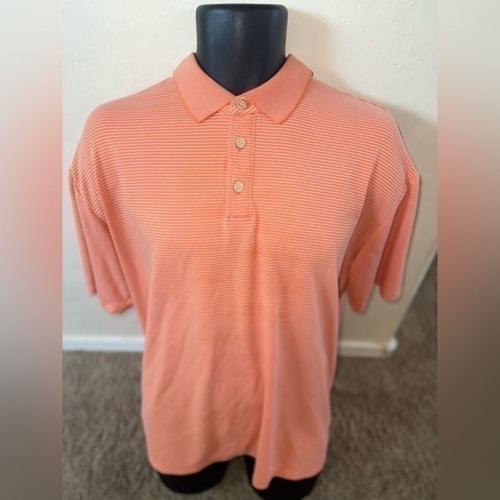 Men’s pre own as is Jamaica Jaxx size XL polo shirt peach stripe